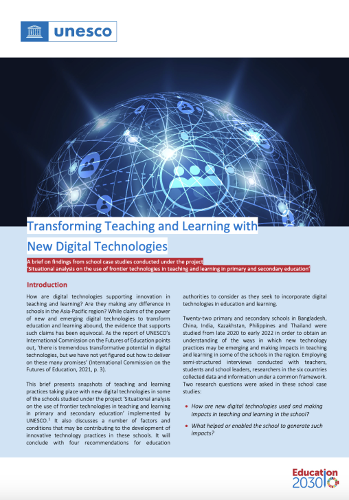 Transforming teaching and learning with new digital technologies